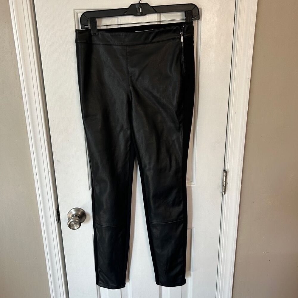 White House black market black faux leather leggings pants size 2 stretchy